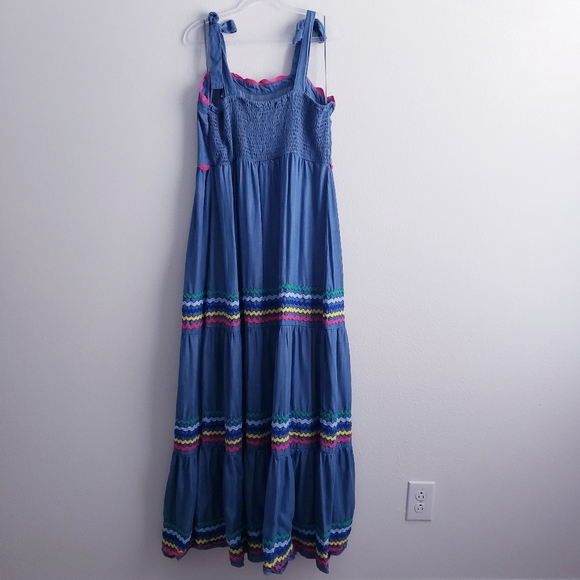 Crown & Ivy Sleeveless Tiered Ric Rac Spring Maxi Dress L Large - Picture 7 of 9